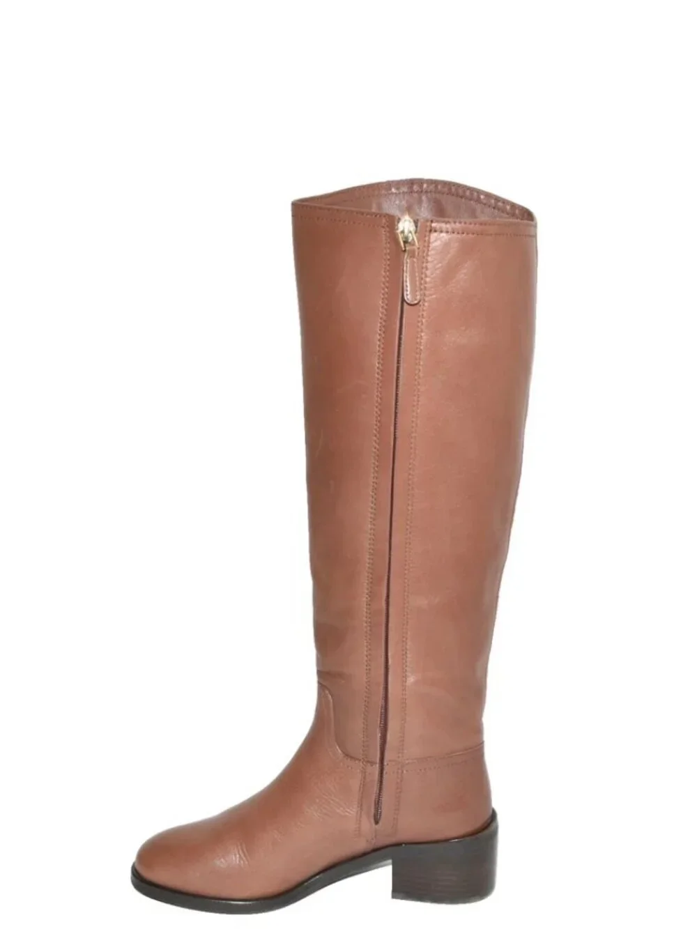 New! Tory Burch Fulton Knee High Boot Dark Sepia Brown Leather Size 7 DD19